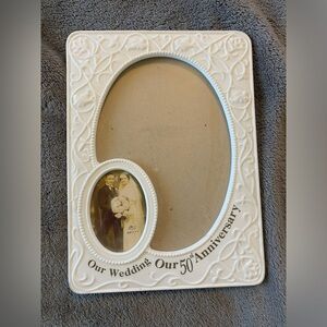 Elegant White 50th Anniversary Photo Frame